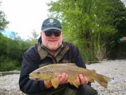 Steven and brown trout, May Slovenia dry fly